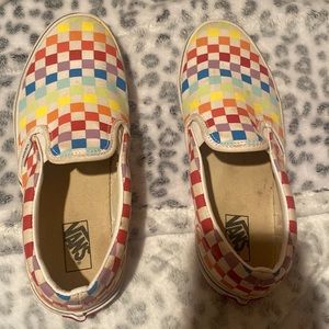 Kids rainbow checkered vans size 6